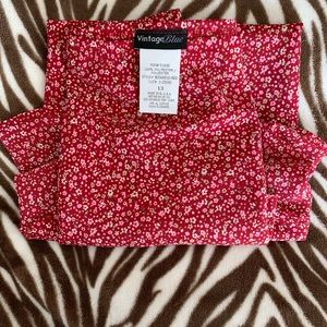 Red floral high low skirt